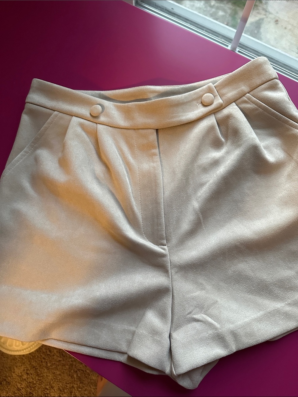 Free the Roses High-Waist Cream Button-Front Shorts